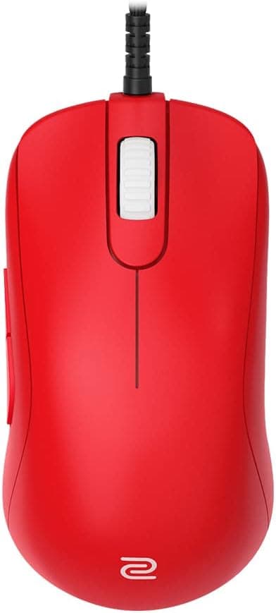 BenQ Zowie S1 スペシャルエディション V2 レッド左右対称ゲーミングマウス eスポーツ用レギュラー ウェイトパラコードケーブル 16ステップスクロールドライバーレスマットコーティング Mサイズ