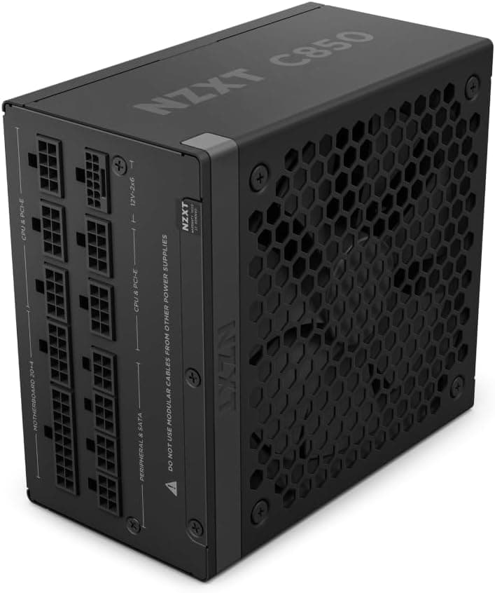 NZXT C850 ゴールド ATX 3.1 - 完全モジュラーで静かなPCゲーム電源 - 850ワット - 80プラスゴールド - 12V-2x6コネクター - 100% 日本のコンデンサ - ブラック