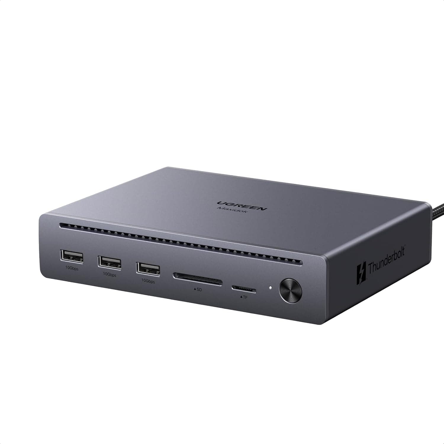 UGREEN Maxidok 10-in-1 Thunderbolt 5 ドッキングステーション Thunderbolt5×2+DP 3画面出力 8K@60Hz DC140W PD110W 急速充電 120Gbps 高速転送 1Gbps イーサネット・SD3.0 カードリーダー・USB-A3.2×3 サンダーボルト5