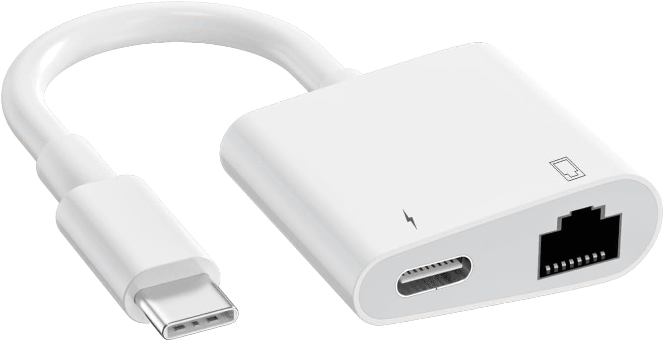 USB C - イーサネットアダプター 2イン1 RJ45 イーサネットLANネットワークアダプター USB Type C充電ポート付き iPhone 15