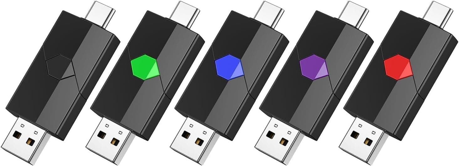 Aiibe 16GB USB Cフラッシュドライブ 5個パック Type C + USB-A デュアルサムドライブ USB 2.0 メモリースティック 16GB フラッシュドライブ (5個パック