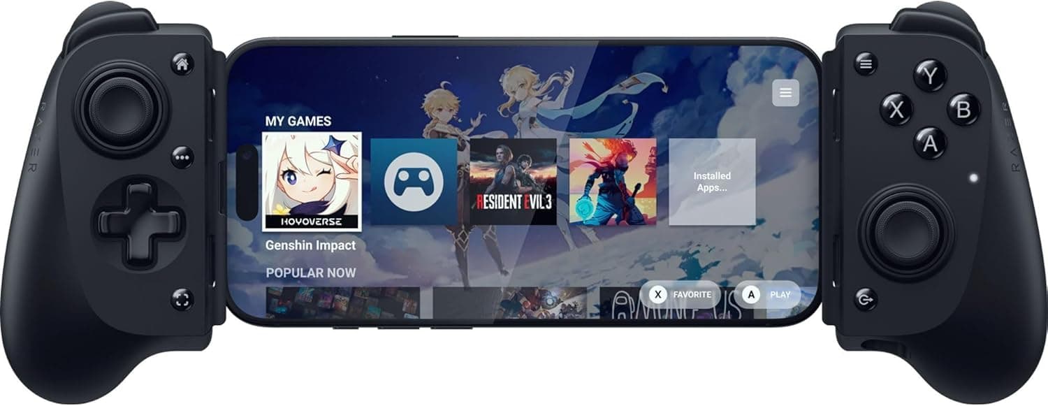 Razer レイザー Kishi V3 モバイルゲーミングコントローラー iPhone & Android 用フルサイズエルゴノミクスによりコンソールレベルのコントロールフルサイズ TMR 親指スティック超低遅延ゲームをしながらスマホの充電可能 Razer Nexus Game Launcher アプ