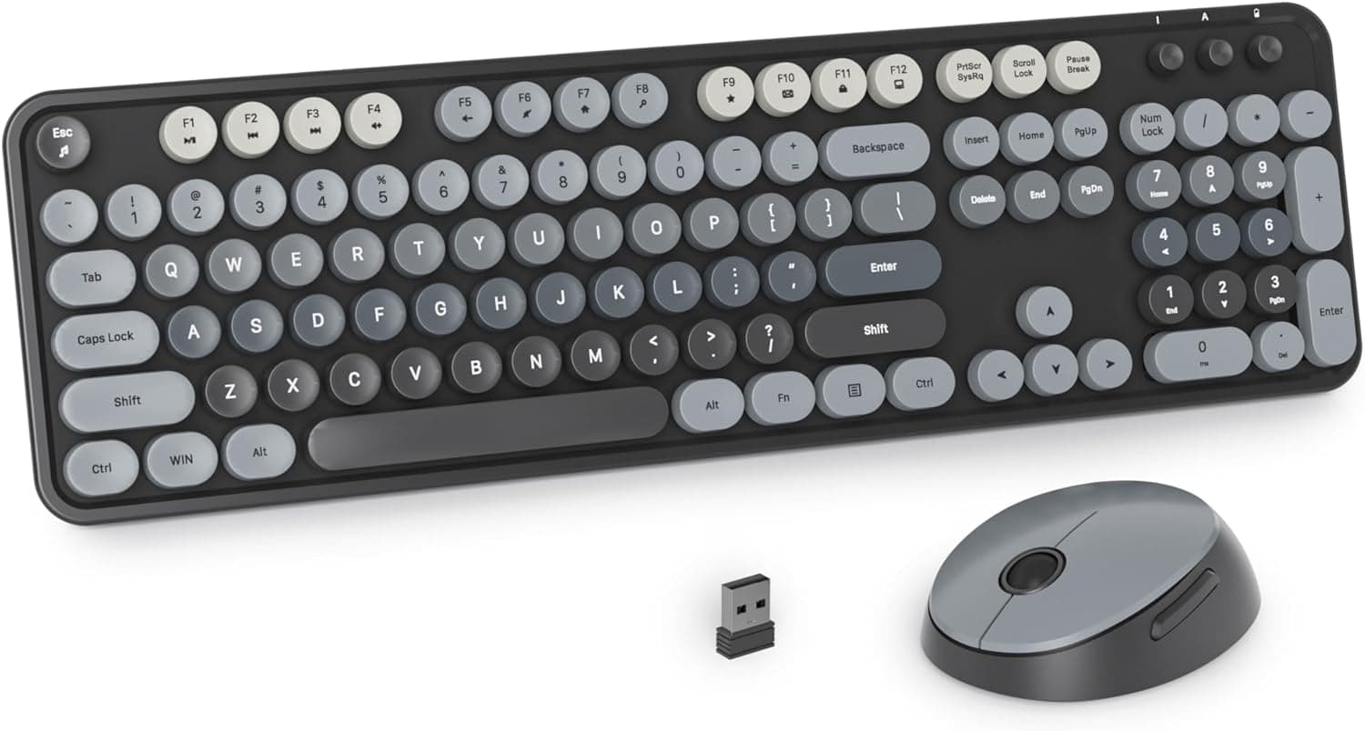 Ussixchare ブラックワイヤレスキーボードとマウス