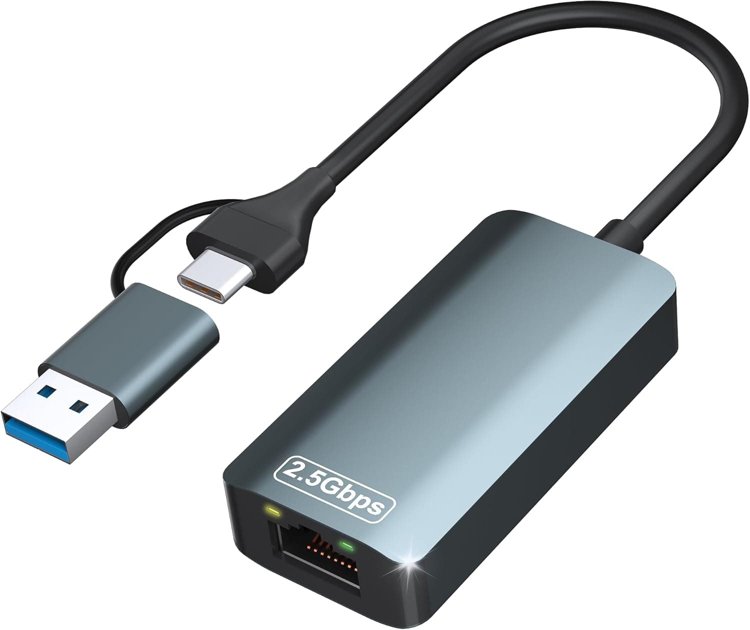 2.5gb USB イーサネットアダプター 2イン1ポート Type-C - RJ45 ネットワークインターネット 2.5Gbps USB-A 3.0ポートアルミニウムポータブルギガビット有線インターネット MacBook iPad iPhone 15