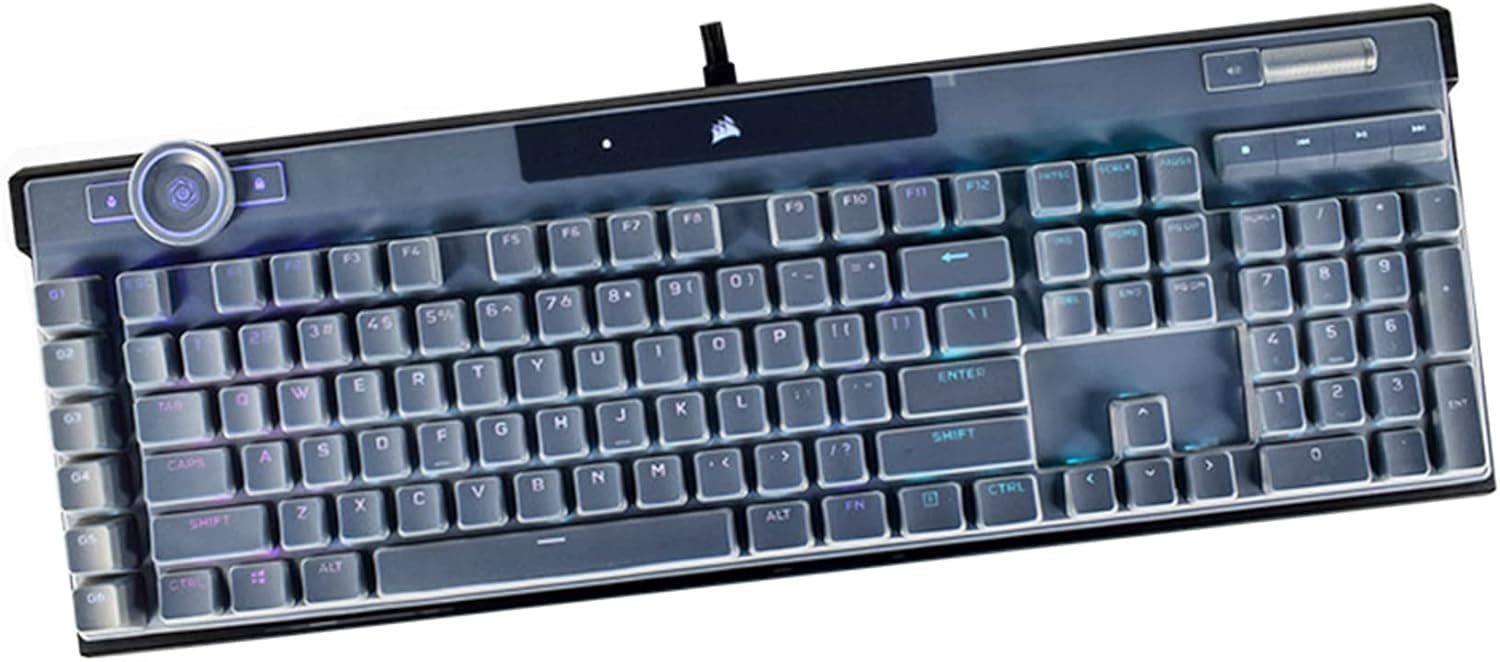 シリコンキーボードスキンカバー Corsair K100 RGB光学メカニカルゲーミングキーボード&Corsair K100 RGBメカニカルゲーミングキーボード対応 Cherry MX Speed RGBシルバーキースイッチ付き (クリア)