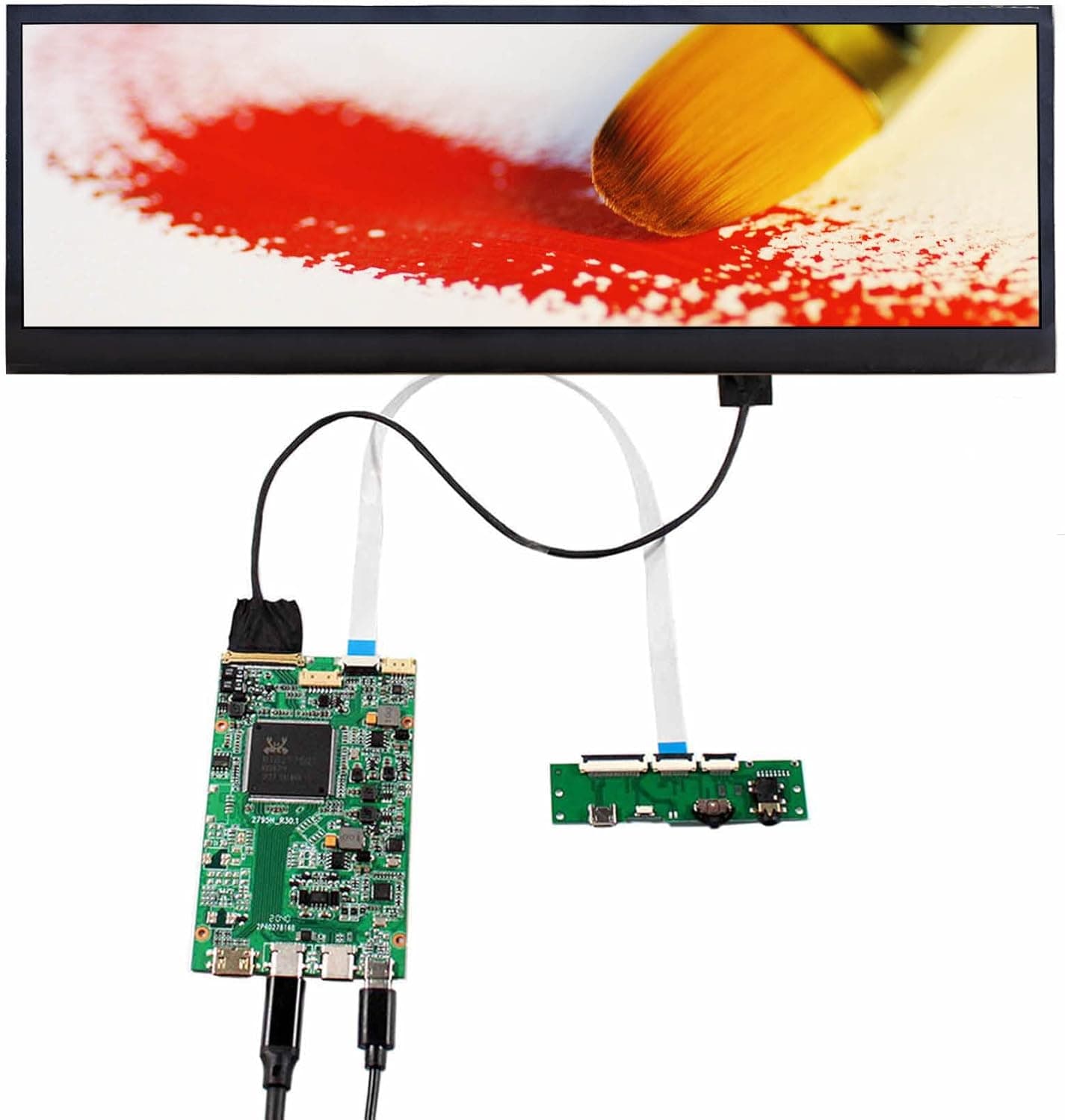 VSDISPLAY 14インチ 3840x1100 4K IPS ストレッチバーLCDスクリーン 14インチスリムパネル強化ガラス付き USB-C LCDボードで動作