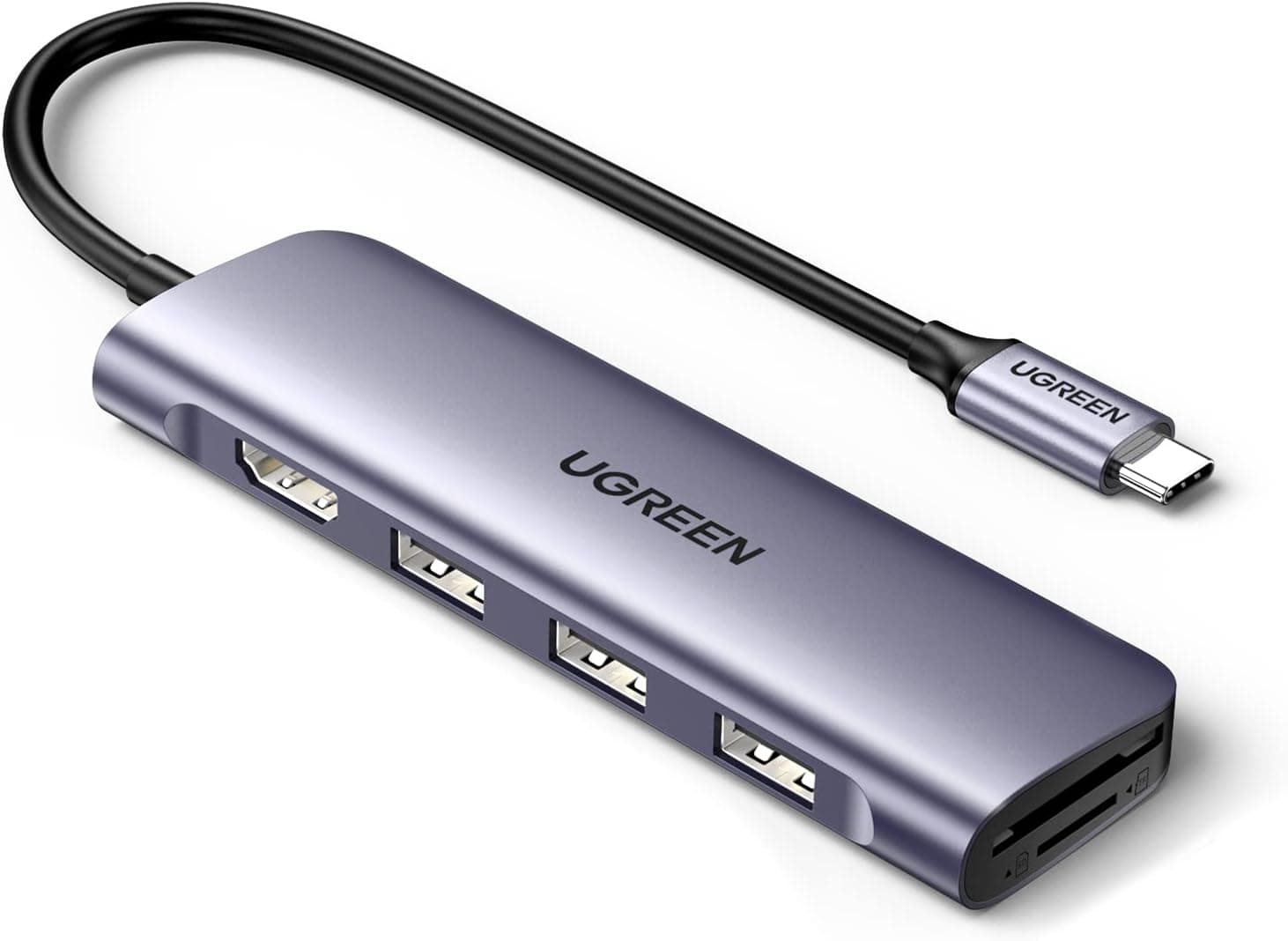 UGREEN Revodok 106 USB-C ハブ 6 in 1 USB C to HDMI 4K SD TFカードリーダー Type c マルチ変化だアダプター 3ポートUSB3.0 HUB MacBook Pro 2018