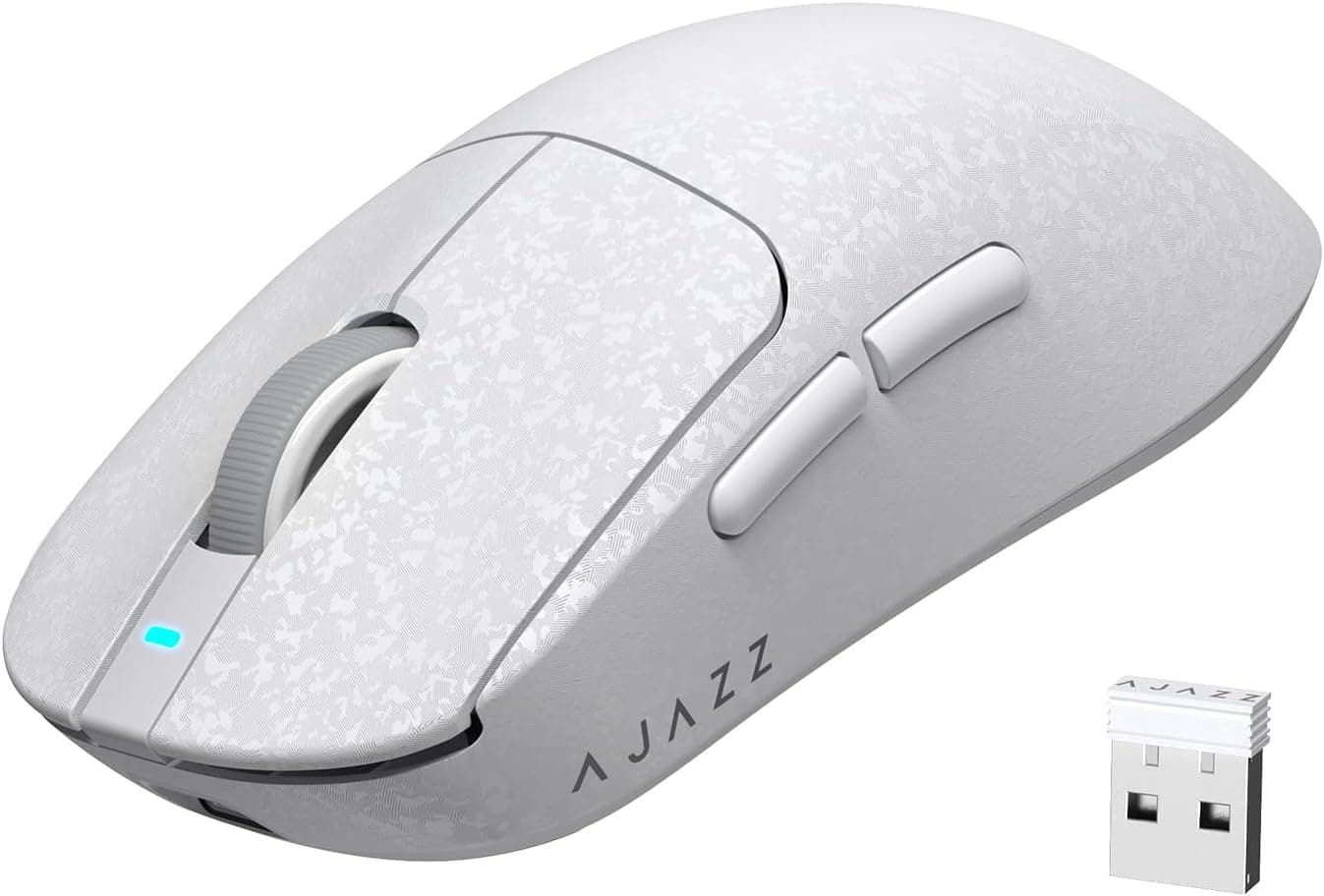 超軽量 55g ワイヤレスゲーミングマウス 24000 DPI PAW3311 センサー カーボンファイバーシェル TTC 60M クリックスイッチ 500mAh バッテリー 1K ポーリングレート耐久性滑り止めデザインホワイト