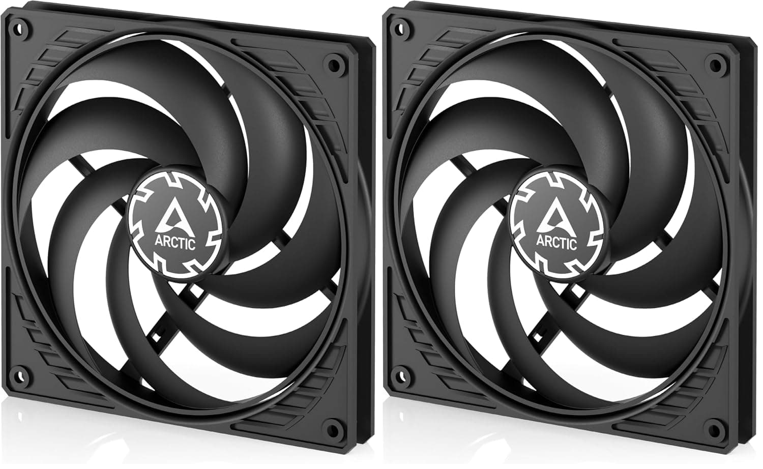 ARCTIC P14 Slim PWM PST - 超薄型 140mm PC ケースファン PWM PST 対応高静圧設計・静音モーター搭載回転数:150~1800 RPM ロータイプ(薄型設計)ブラック (× 2)