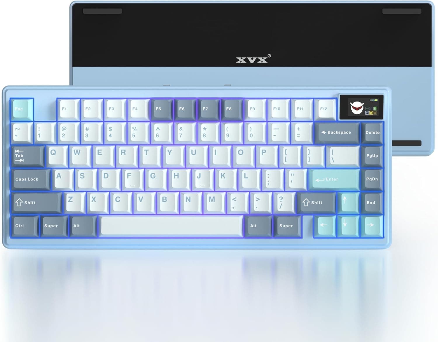 XVX K75 Pro 75% ゲーミングキーボードアルミニウム製ワイヤレスメカニカルキーボードディスプレイ付き BT