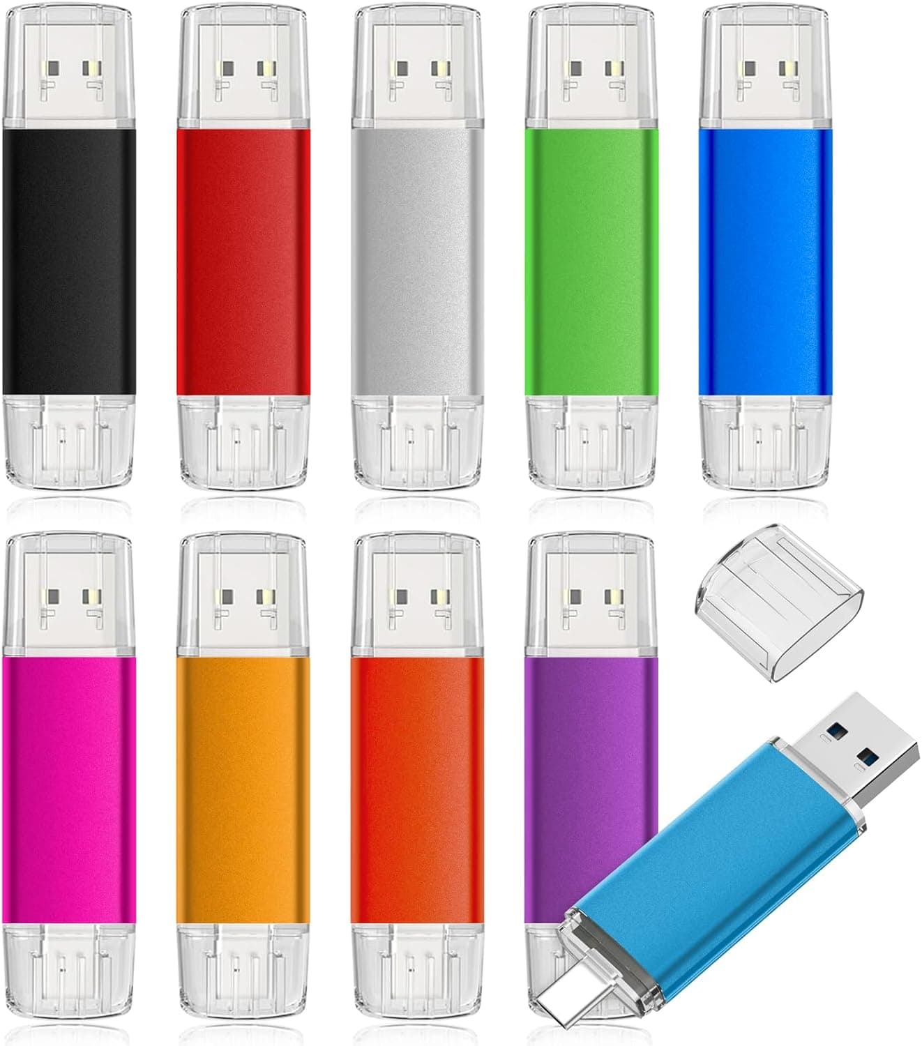 AreTop 32GB USB C サムドライブ USB 2.0 デュアルフラッシュドライブ 32GB USBドライブ 2イン1 ポータブル Type-C メモリスティック Androidスマートフォン