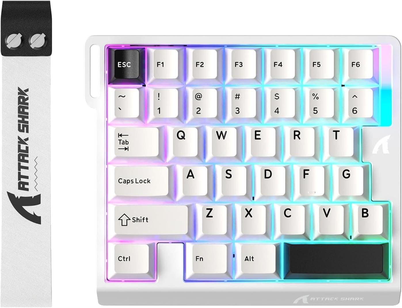 ATTACK SHARK (アタックシャーク) M36 HE ラピッドトリガー ゲーミングキーボード 36キー 片手ホール効果磁気スイッチ 8000Hz ポーリングレート 0.01mm RT RGB 有線 eスポーツコントローラー - スターライトホワイト