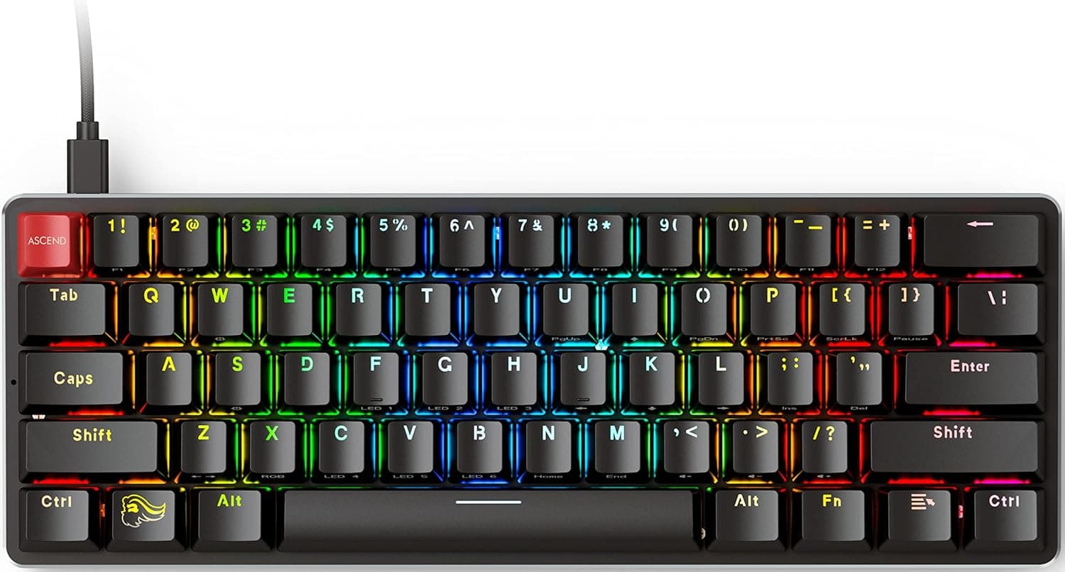 Glorious グロリアス GMMK1 キーボード有線コンパクト 60% LEDバックライト付き英語配列光る RGB ゲーミングキーボードタイプc USB Mechanical keyboard gaming (61キー) 国内正規品
