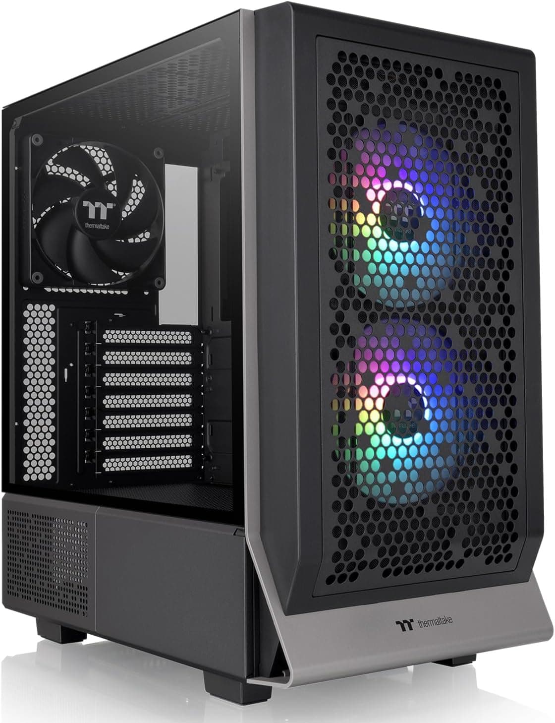 Thermaltake Ceres 300 ブラックミッドタワー E-ATX コンピュータケース強化ガラス製サイドパネル付き CT140 ARGB ファン2個回転PCIeスロット CA-1Y2-00M1WN-00