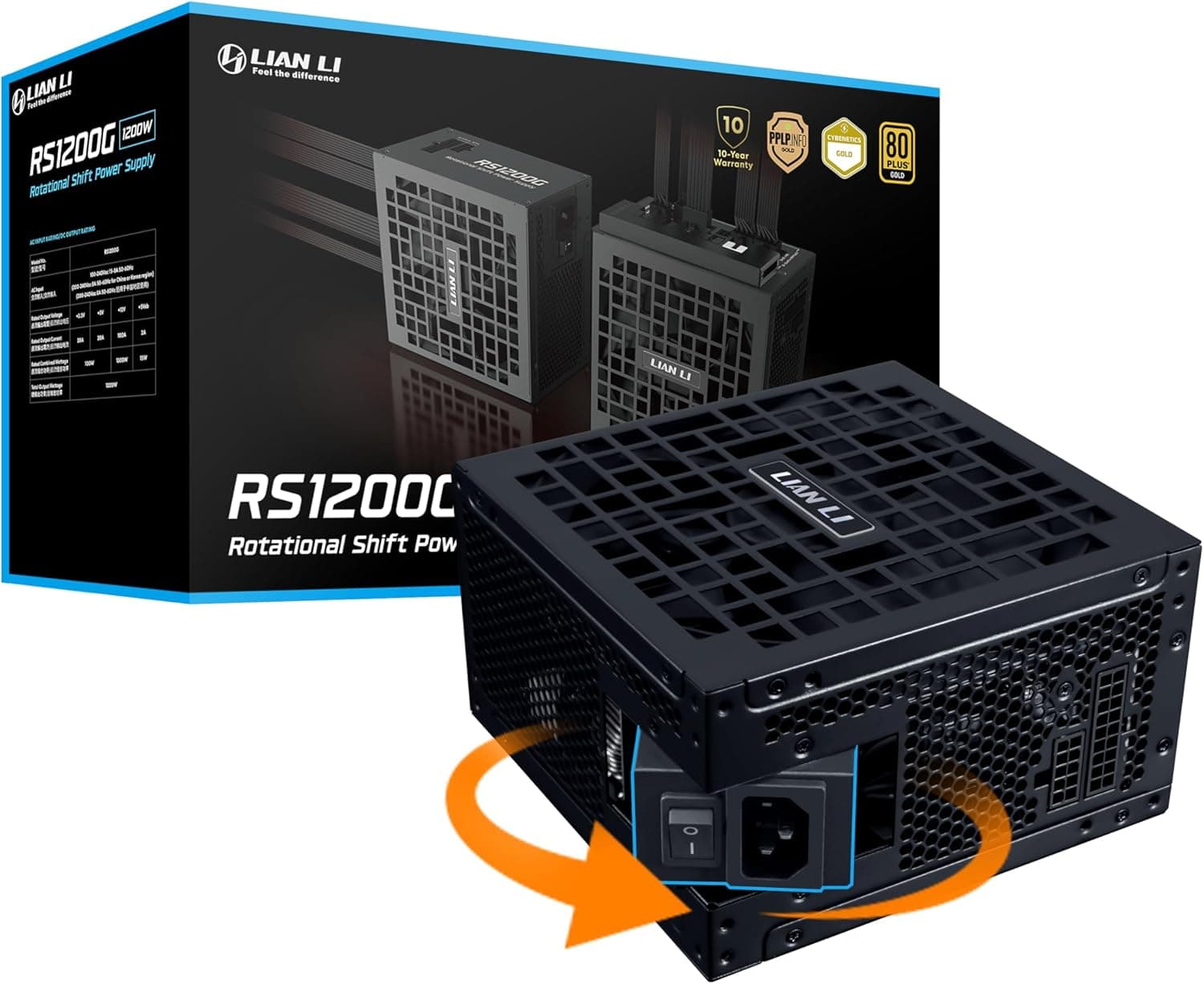 Lian Li RS1200G 1200W ATX 電源 USB ファンハブ付き - ブラック (RS1200G.BH)