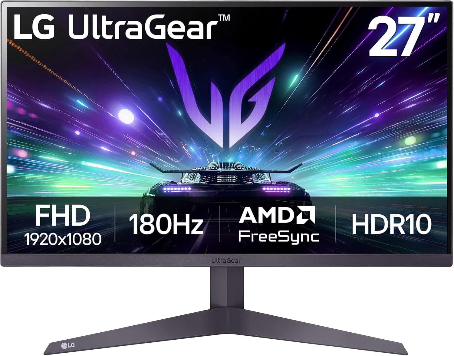 LG 27GS50F-B 27インチ FHD (1920 x 1080) UltraGear ゲーミングモニター 180Hz 1ms MBR HDR10 AMD FreeSync HDMI DisplayPort 3面バーチャルボーダーレスデザイン ブラック