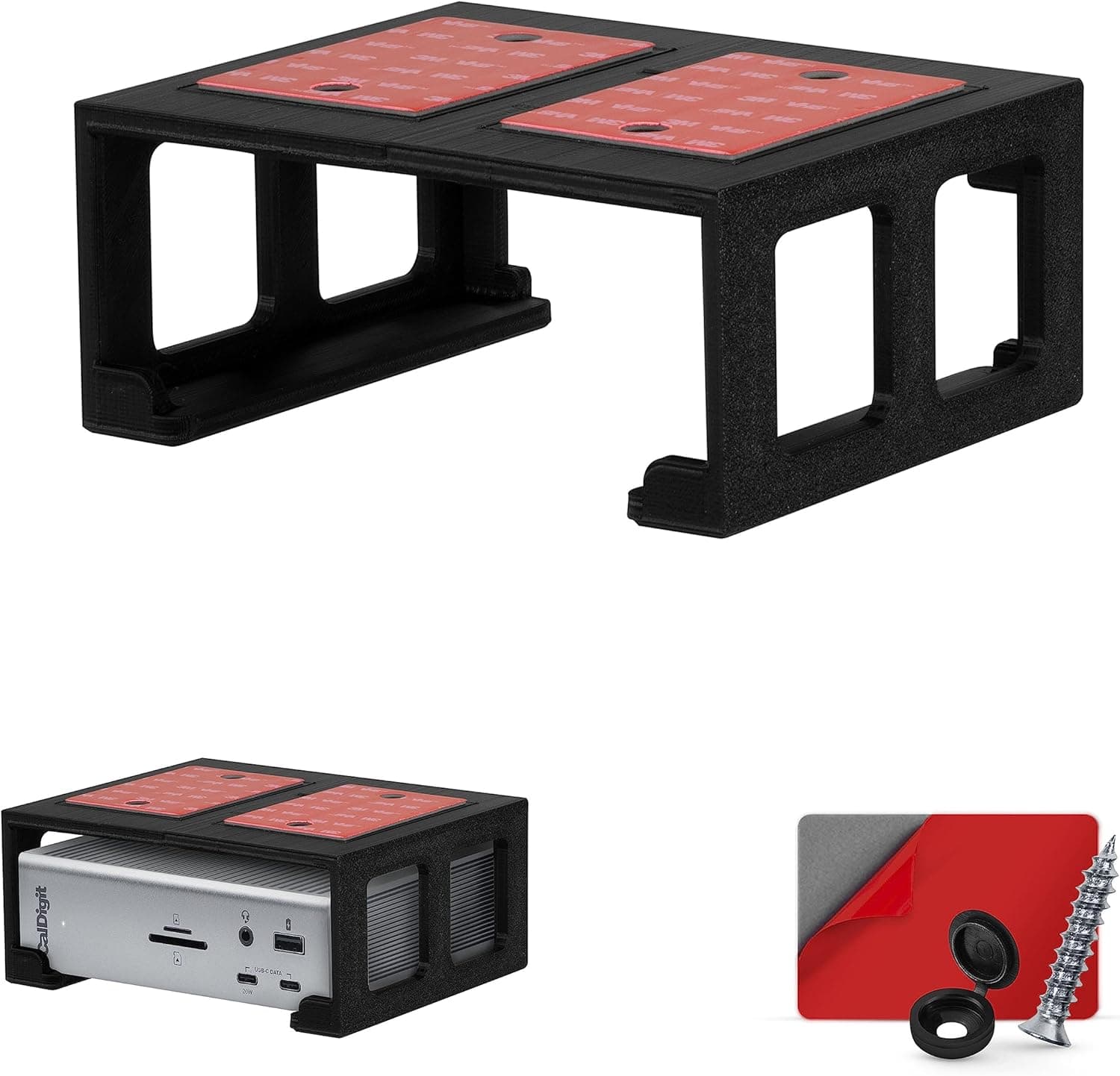 BRAINWAVZ デスク下マウント Caldigit TS4 Thunderbolt Station 4用取り付け簡単ブラケットドック省スペース接着剤付きねじ込み式散らかりを軽減デスクトップスペースを解放