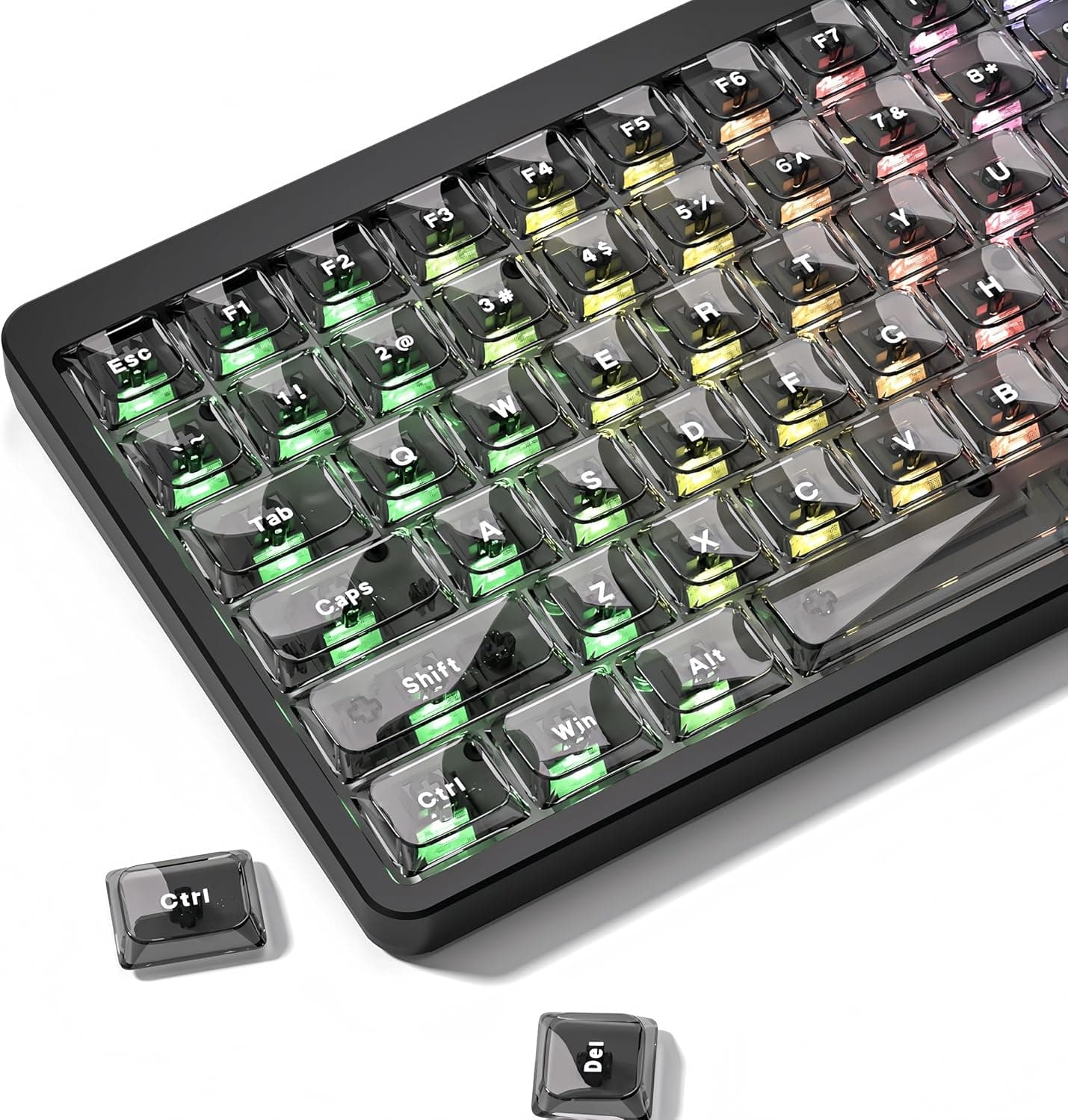 dagaladoo ダークグレー ロープロファイルキーキャップセット PCクリアキーキャップゼリースタイルシャインスルーカスタムキーキャップ Cherry Gateron MXスイッチ用 60% 65% 75% 96% 100% メカニカルキーボード 126キー